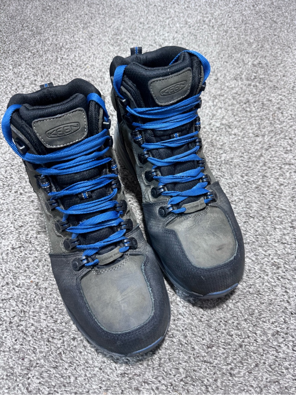 KEEN Utility Mens 10D Carbon Toe Work Boots Gray Blue Oil Slip Resistant
